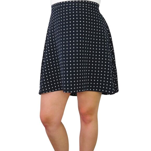 1980s Vintage Americana Navy Blue Star Pattern A-Line Mini Skirt Medium 28" - Picture 2 of 6